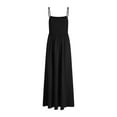 thumbnail image 6 of vigerkar Womens 2025 Summer Dress Casual Sleeveless Spaghetti Strap Smocked Ruffle Beach Long Maxi Dress with Pockets Black, M, 6 of 6
