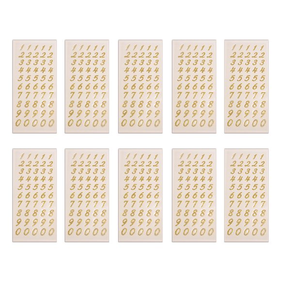 10 Sheets English Letters Sticker Adhesive Ornament Numbers Decals Three-dimensional Acrylic Label Gift Computer Supply Gold Pink Numbers