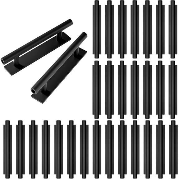 Self-Stick Push Pull Helper Black Hidden Cabinet Handles ABS Plastic Door Window Wardrobe Instant Cabinet Drawer Furniture Handles (Black, Pack, 30)