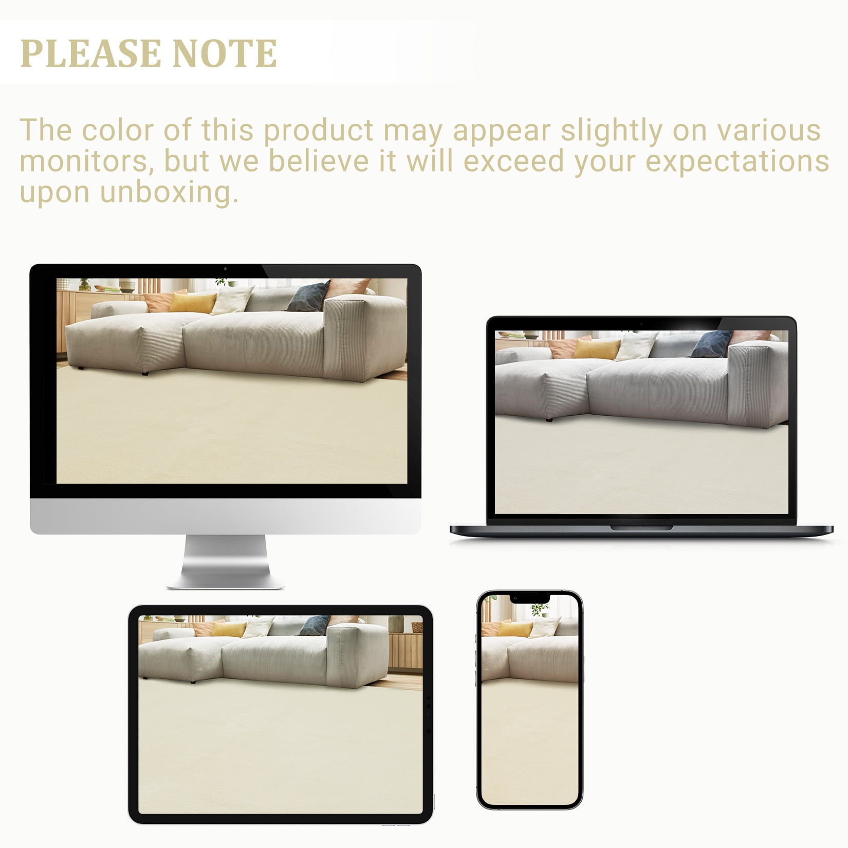 Garvee Ultra Soft Area Rug, 9'x12' Fluffy Area Rug Non Slip Rug for Living Room Bedroom Home Decor Carpet, Off-White