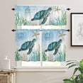 thumbnail image 5 of 3-Piece Kitchen Curtains and Valances Set Sea Turles Starfish Rod Pocket Soft Kitchen Curtain Set Washable Kitchen Window Curtains Set Ocean Seaweed Blue, 5 of 6