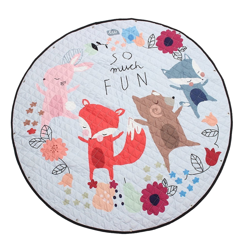Large Size Round Playmat Mat For Playroom Bedroom Children' Room - Cute Animal Pattern, , 60 Inch, Folding Friend