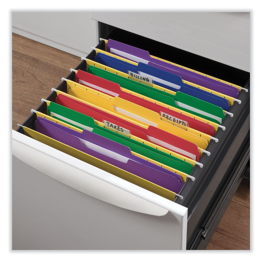 Universal UNV16166 Reinforced 1/3-Cut Assorted Top-Tab File Folders - Letter Size, Assorted Colors (100/Box)