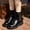 Black, variant on Girls Platforms Ankle Boots Solid Leather Chelsea Booties Cuff Chunky Heel Lug Sole Winter Non Slip Waterproof Non Slip Comfort Dress Shoes Beige 5-5.5Years