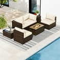 thumbnail image 4 of Costway 7 Pieces Outdoor Furniture Set with 32" Fire Pit Table and Propane Tank Cover White, 4 of 10