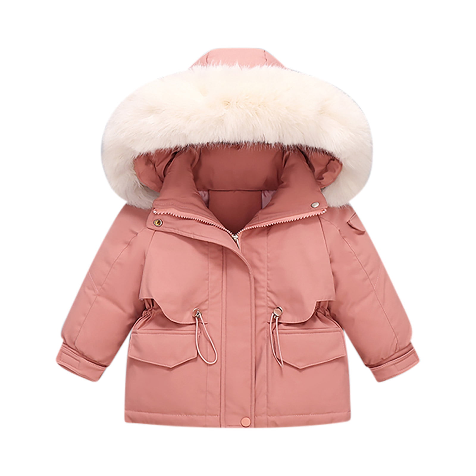 Jinhomg Unisex Baby Winter Snowsuit 2 Piece Toddler Warm Suits 2025 Trendy Windproof Faux Fur Trim Hooded Puffer Coat with Snow Bib Pants Sets Fall Saving Watermelon Red 12 Months
