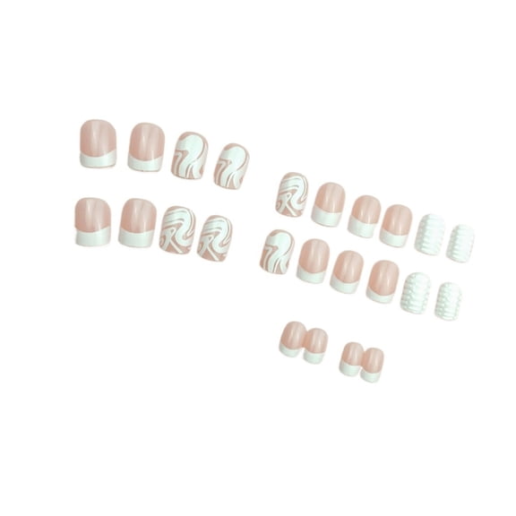 24Pcs Short Square Fake Nails Press On Nails Artificial Nails False Nails Glues On Nails Designs French Nails Tips