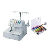 Brother 2340CV Cover Stitch Serger Sewing Machine with Paxcoo 36-Piece Bobbins and Sewing Threads Set Bundle