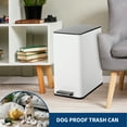 thumbnail image 7 of M optimized 3.96 Gallon Stainless Steel Trash Can with Soft Close Lid, Step-on Bathroom & Kitchen Garbage Bin, Compact Slim Design with Removable Inner Bucket for Office, Living Room, 15L, 7 of 7