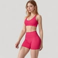 thumbnail image 3 of Women's High Waist Seamless Biker Shorts with Wide Waistband and Stretch Fit for Active Comfort - Large, Fuchsia, 3 of 7