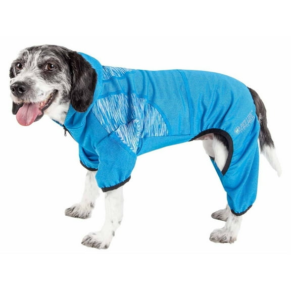Pet Life ® Active 'Pawsterity' Mediumweight 4-Way-Stretch Yoga Fitness Dog Tracksuit Hoodie