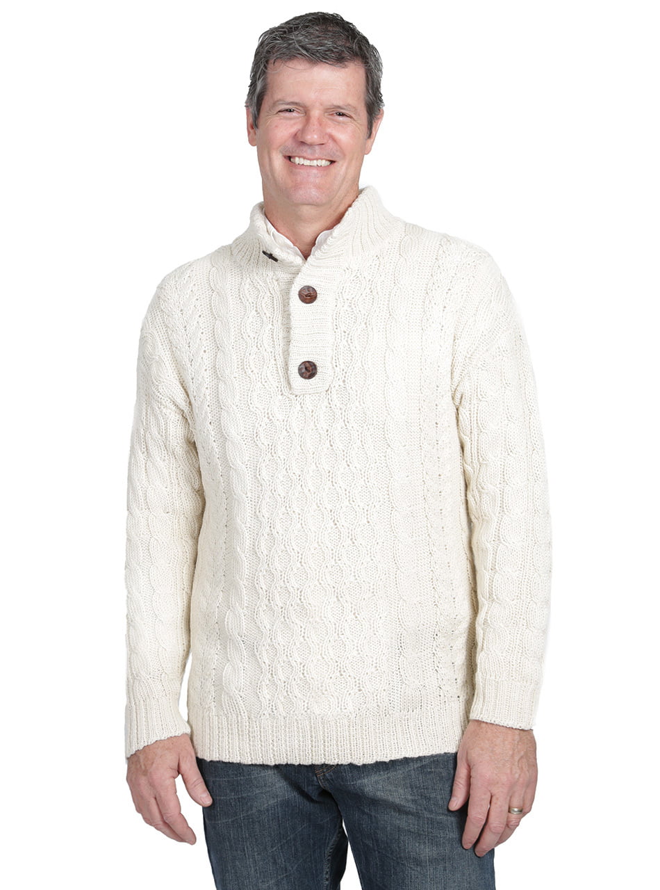 Incredible Natural Creations from Alpaca INCA Brands Cable 3-Button Neck Pullover 