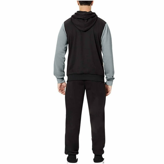 safuny Men's Winter Jackets 2 Piece Loose Hoodie Outfits Big&Tall Casual Activewear Joggers Pants Workout Long Sleeve Sports Zipper Tracksuits Crew Neck Sweatshirts Pockets Black L