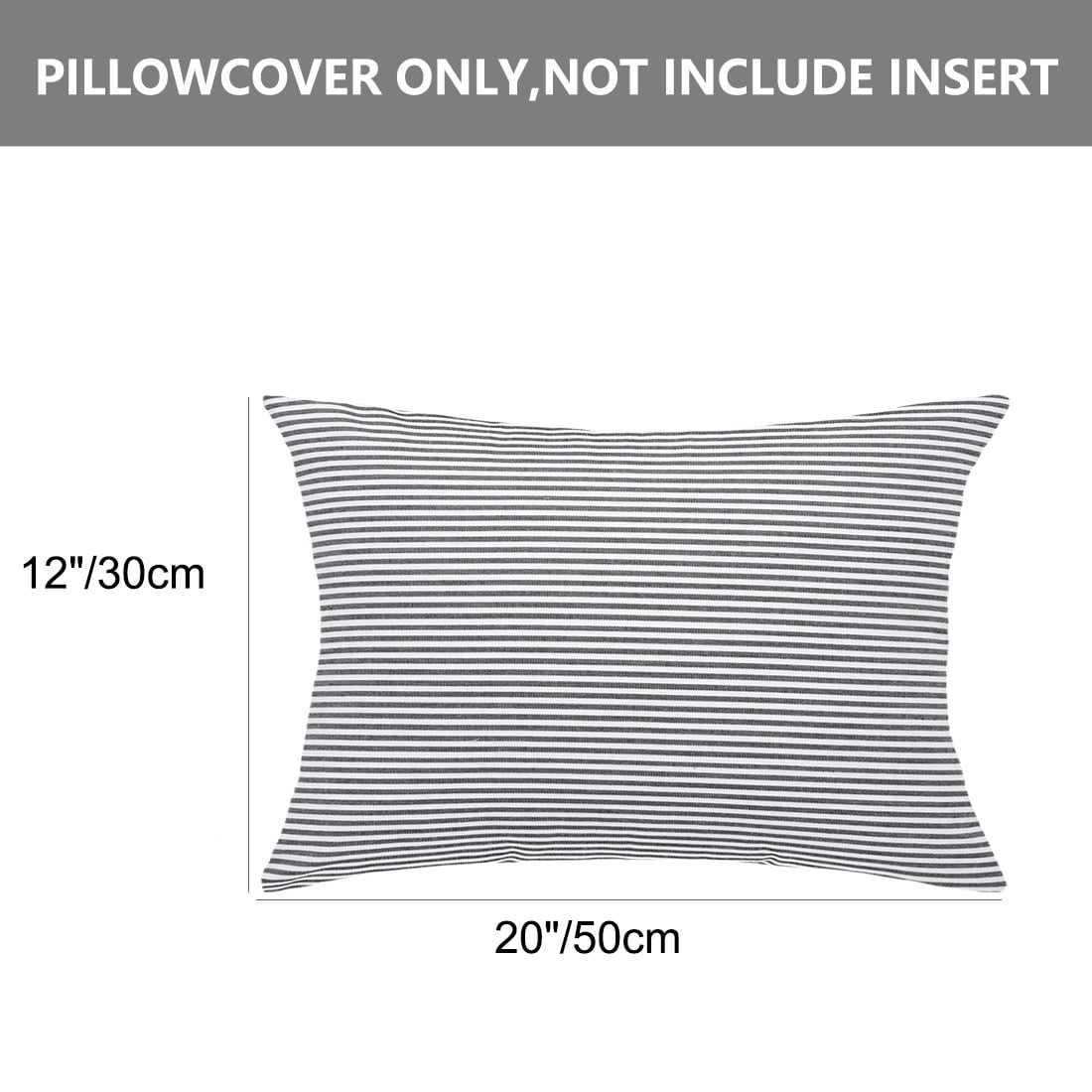 Unique Bargains Canvas Decorative Throw Pillow Cover 2-Pack Black and White 12" x 20"