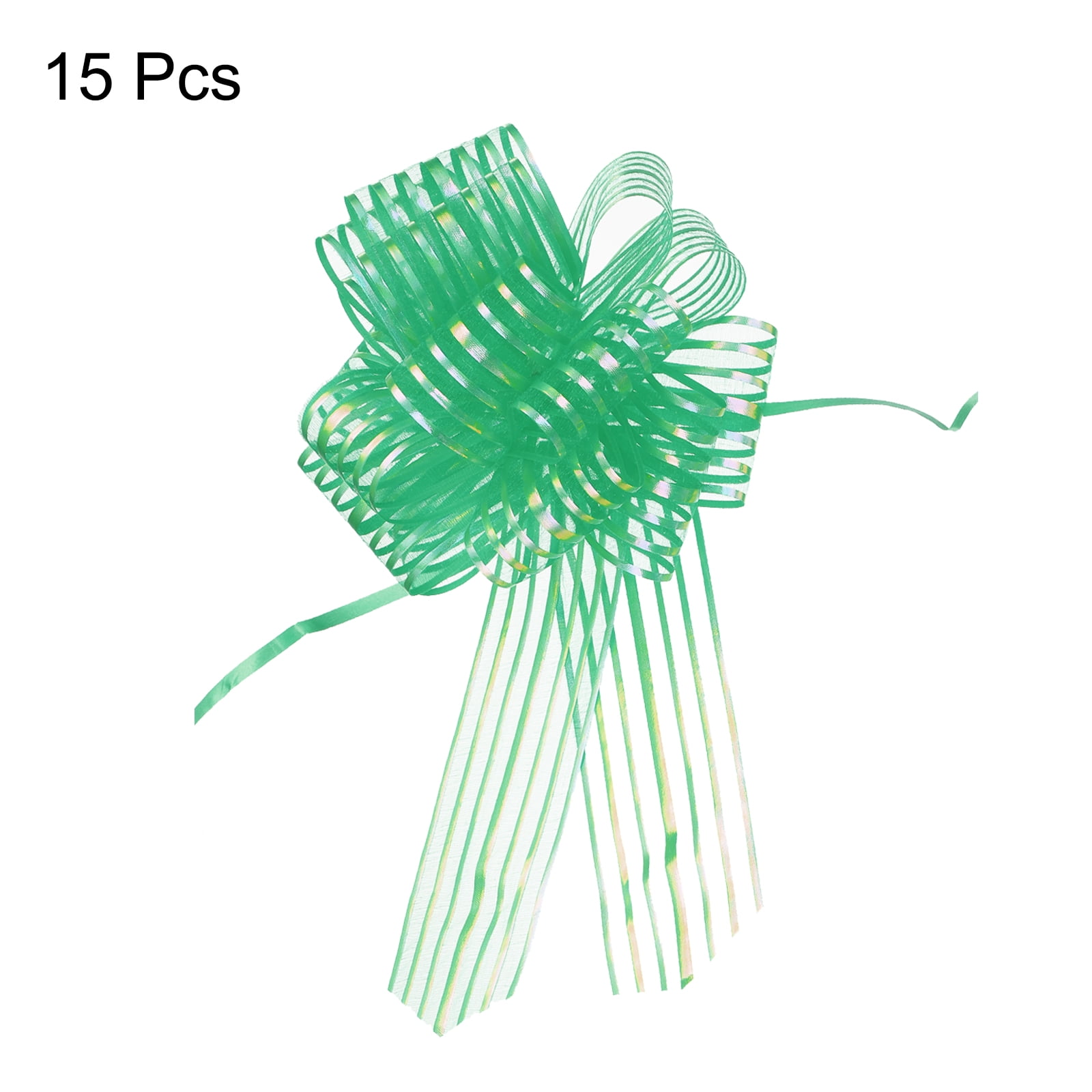 15pcs 8 Inch Organza Large Pull Bow Gift Wrapping Bows Ribbon Chiffon Yarn Dark Green for Christmas