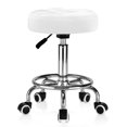 thumbnail image 1 of Taburete con ruedas redondo de cuero de PU - Taburete con cojín de asiento acolchado ultra suave con ruedas con reposapiés Capacidad de peso 300 lb Taburete de altura ajustable para salón de masajes d, 1 of 5