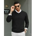 thumbnail image 3 of COOFANDY Men Casual V Neck Sweater Ribbed Knit Slim Fit Long Sleeve Pullover Top, 3 of 7