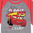 thumbnail image 3 of Disney's Cars - Lightning Mc Queen Seven Time Champ - Toddler And Youth Raglan Graphic T-Shirt, 3 of 6