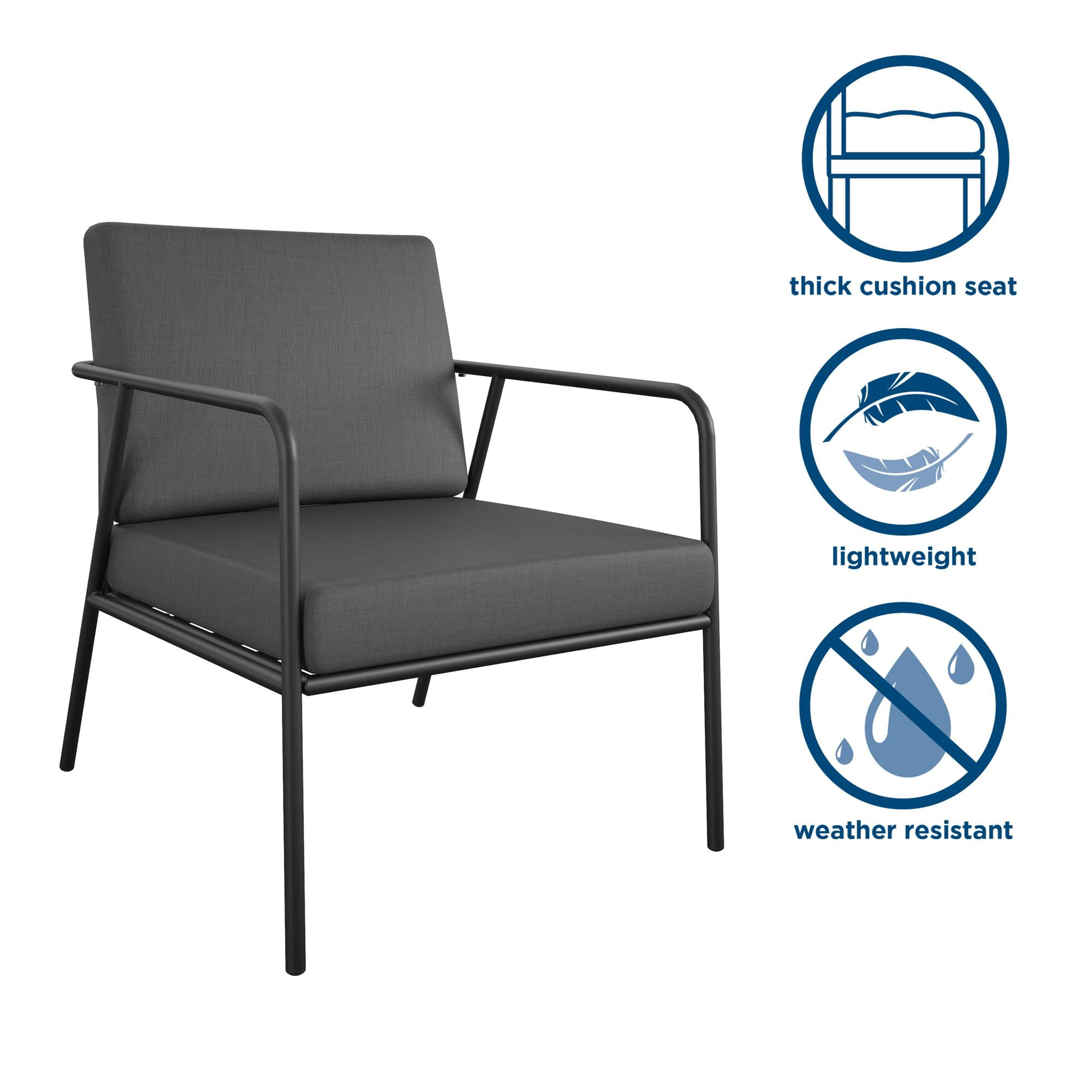 COSCO Modern Cushioned Outdoor Lounge Armchairs, 2-Pack, Dark Gray
