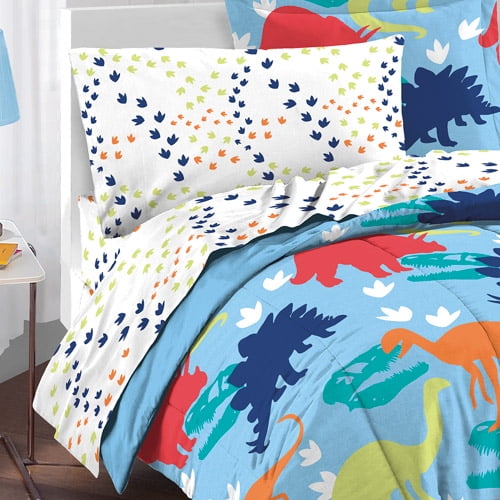 Kids Bedding Set Twin Dinosaur Barn 4 Roof Piece Bed In A Bag