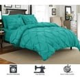 thumbnail image 2 of 3-Piece Duvet Cover with Matching Sham, Pinch Pleat Design, All Season Suitable Comforter Cover, King/California King, Turquoise, 2 of 5