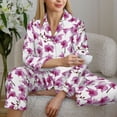 thumbnail image 4 of Goofa Orchids Flowers Printed Women’s 2 Piece Pajama Set Super,Pajamas Women's Long Sleeve Sleepwear Soft Button Down Loungewear Pjs Lounge Set Nightwear-X-Large, 4 of 9