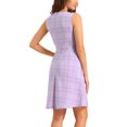 thumbnail image 3 of INSPIRE CHIC Women's Houndstooth Plaid Above Knee Sleeveless Fit and Flare Dresses M Light Purple, 3 of 6