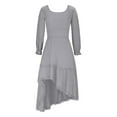 thumbnail image 5 of ATOGUTA Girls Fall Dress Long Sleeve Crew Neck Casual Holiday High Low Hem Dresses Size 5T-14, Gray, 5 of 5