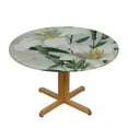 thumbnail image 3 of JRXY with Elastic Edge Vintage Decoration Blooming Lily Flower Plants Round Tablecloth White, 3 of 8
