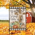 thumbnail image 5 of Thanksgiving Fall Cross House Flag for Outdoor 28 x 40 Double Sided,Religious Cross Fall for Jesus Buffalo Plaid with Pumpkins Yard Flags for Outside, Holiday Decorative House Flag for Farmhouse, 5 of 6