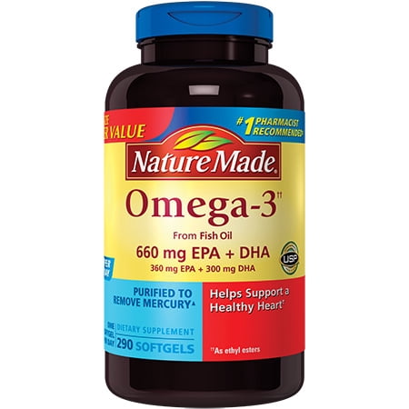 Nature Made Omega-3†† from Fish Oil 720 mg Softgels, 290 Count for Heart