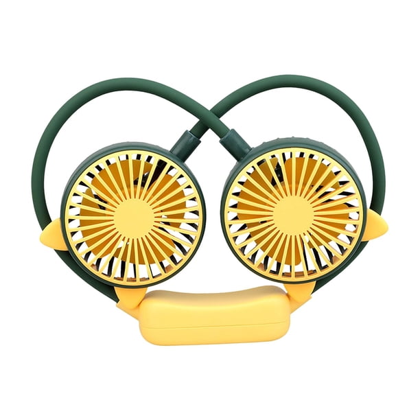 Ventilador de cuello portátil, ligero y silencioso, con 2 velocidades ajustables. Verde