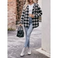 thumbnail image 7 of Biekopu Women’s Plaid Print Hood Coat, Long Sleeve Lapel Casual Flannel Shacket Jacket Button Closure Outerwear, 7 of 7