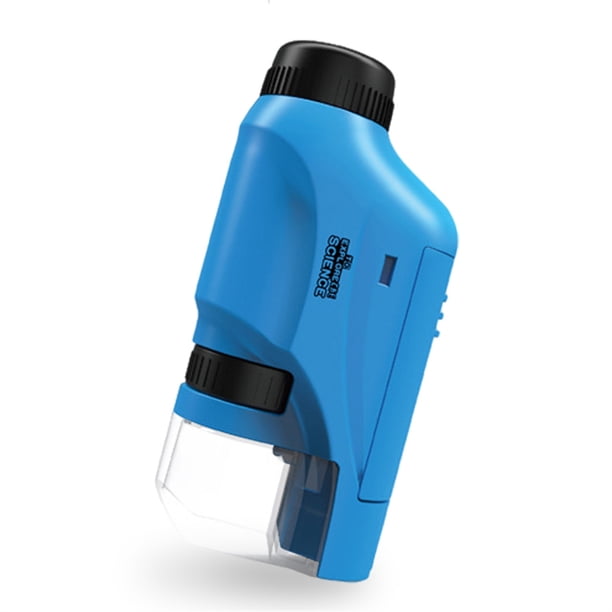 Bewildely 60X-120X Microscopio para niños Lente con para adolescentes Lupa de bolsillo de mano Niños Niñas Cumpleaños Equipo de juguete Juguetes Educativos azul Bewildely FN001598-01
