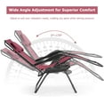 thumbnail image 4 of WYDK Zero Gravity Chair with Shade Canopy, Reclining Lounge Chair with Adjustable Canopy Headrest, 0-170 Degrees Recliner & Cup Holder, Folding Zero Gravity Lawn Chair for Patio Poolside, Burgundy, 4 of 18