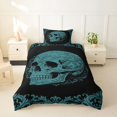 thumbnail image 2 of Homewish Antique Spooky Skull Twin Duvet Cover for Adults, Teal Victorian Hippie Floral Twin Bedding, Black Reversible, 2pcs, 1 Duvet Cover and 1 Pillowcase, 2 of 5