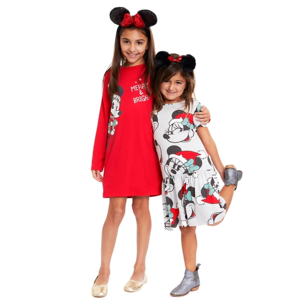 minnie mouse christmas dress toddler Girls Dress, 2-Pack, Sizes 4-12 X-SMALL
