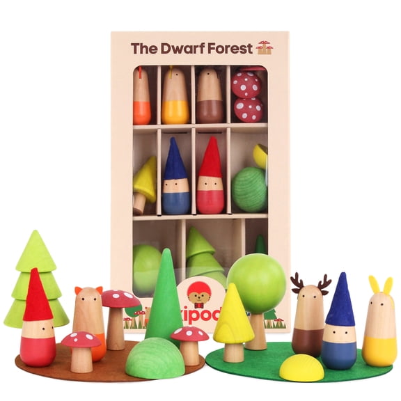 Dwarf Wooden Forest Figurine Set Kids Ages 2 & Up