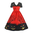 thumbnail image 4 of Enwejyy Womens Halloween Gothic Lace Short Sleeve Printed Vintage Fit & Flare Dress, 4 of 4