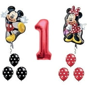 Red Number 1 Mickey and Minnie Mouse Full Body Birthday Supershape Balloon Set