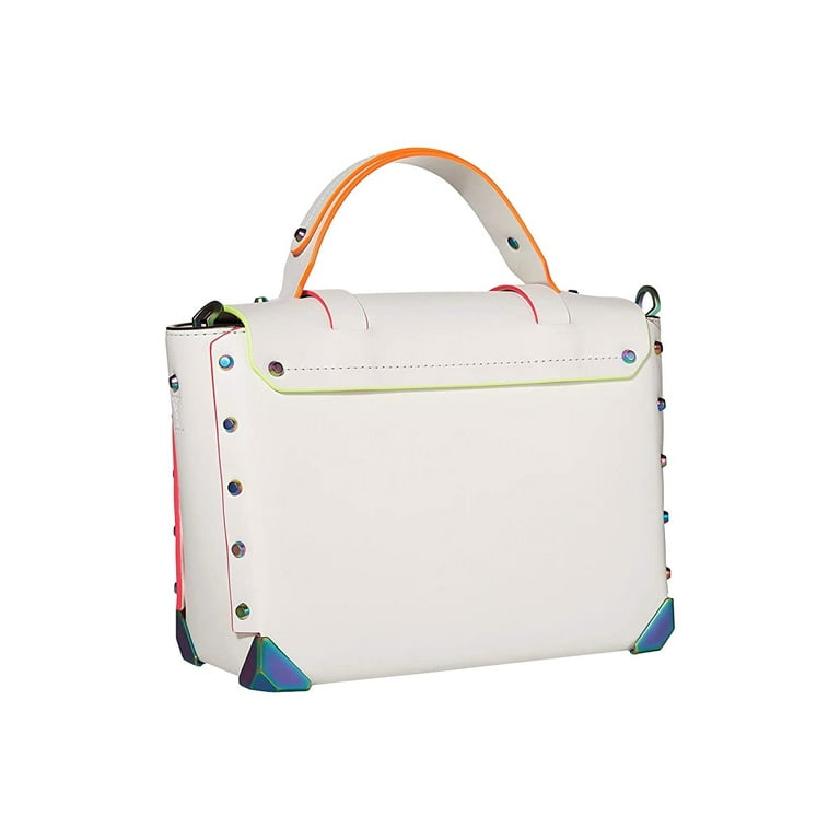 Michael Kors Manhattan Medium Contrast Trim Leather Satchel Optic White Walmart