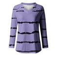 thumbnail image 4 of Annhoo Going out Tops for Women Fall Long Sleeve Casual V Neck T Shirts Trendy Stripes Print Blouse Tees, 4 of 4