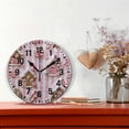 thumbnail image 2 of Yayeee 10" Wall Clock Battery Operated Quartz Round Silent Non-Ticking Home Decor,Pink Gingerbread Houses, 2 of 6