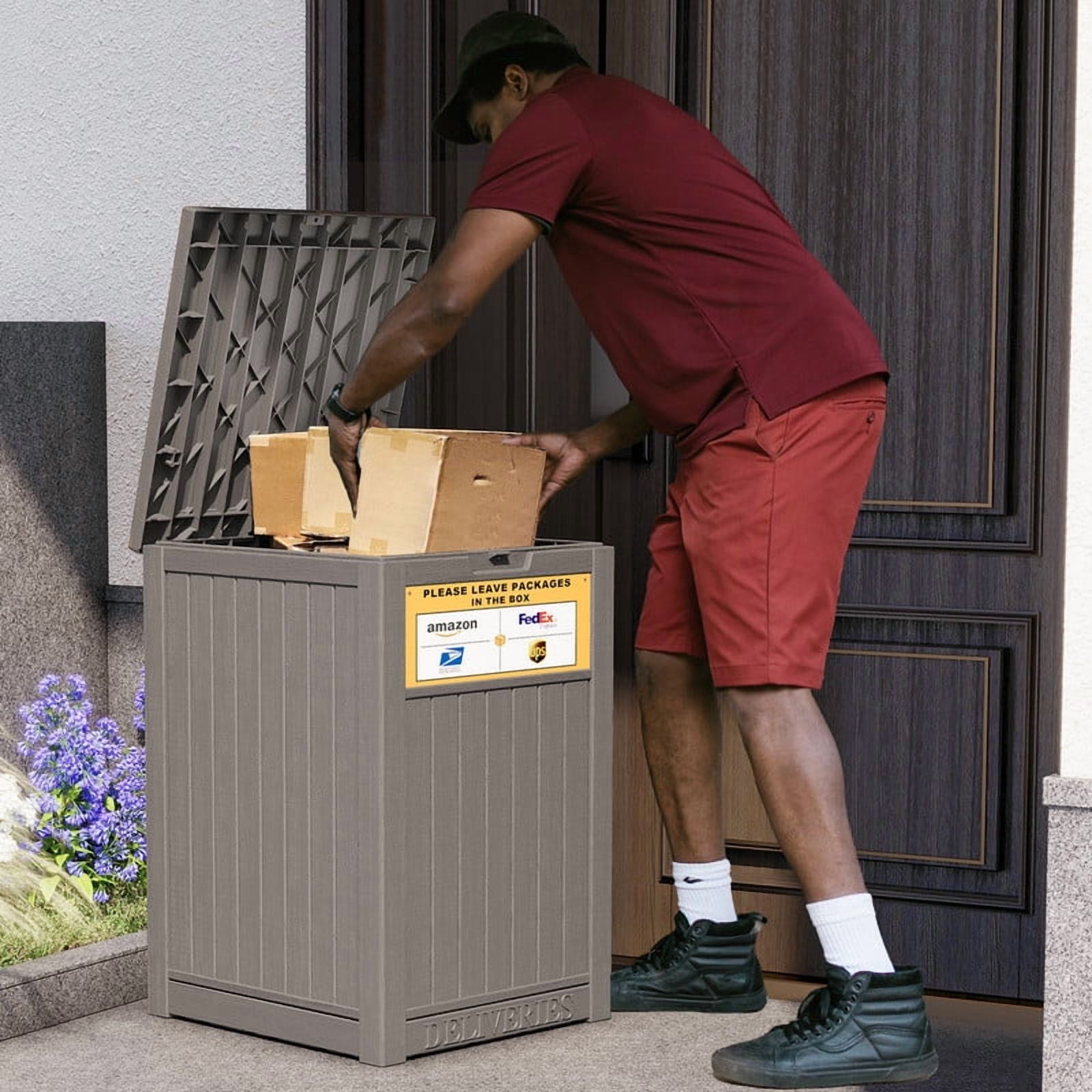 Homnia 60 Gallon Outdoor Parcel Delivery Box – Lockable, Waterproof Resin, Weatherproof Mailbox For Packages