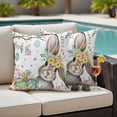 thumbnail image 4 of Easter Bunny Outdoor Waterproof Pillow Covers, Spring Easter Eggs Floral Leaves Watercolor Decorative Square Throw Pillowcase Sofa Cushion Sham for Patio/Couch/Chair, 20"x20" 2 Pack, 4 of 8