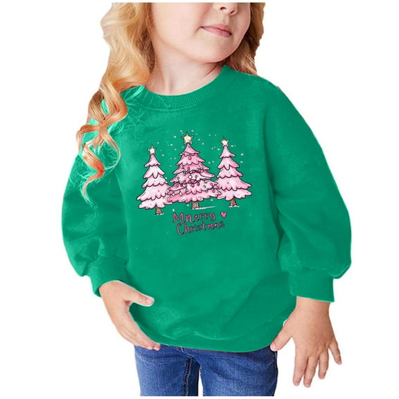 ZACPNCV Toddler Girl Boy Sweatshirt Long Sleeve Winter Christmas Letter Print Sweatshirt Winter Clothes Xmas Gifts Green 2-3 Years