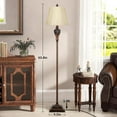 thumbnail image 2 of Vintage Floor Lamp for Living Room Traditional Farmhouse Tall Standing Lamp Mid-Century Antique Bedroom Pole Lamp with Bell Shape Faux Silk Shade Elegant Rustic Bright Lighting for Reading Home Decor, 2 of 15
