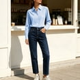 thumbnail image 5 of Hvyesh Plaid Shirts for Women Gingham Button Down Shirts Long Sleeve Casual Collared Dress Shirts Work Blouse, 5 of 7