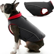 Gooby Sports Dog Vest - Black, Large - Fleece Lined Dog Jacket Coat with D Ring Leash - Reflective Vest Small Dog Sweater, Hook and Loop Closure - Dog Clothes for Small Dogs Indoor and Outdoor Use