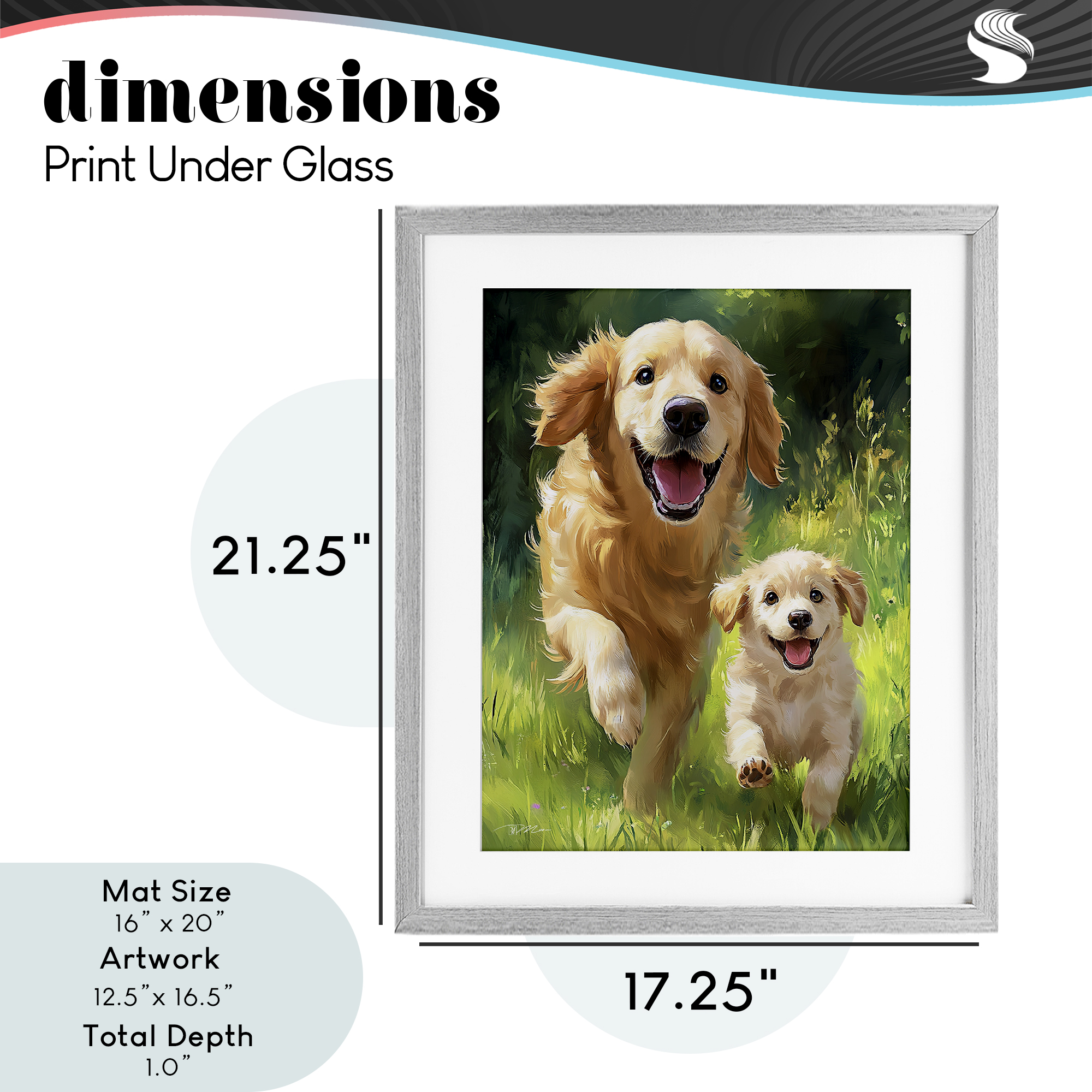Father & Son Labrador Gray Framed Print Under Glass, design by Momart